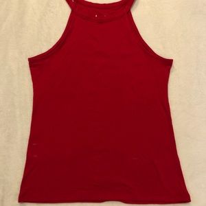 Red High Neck Tank Top